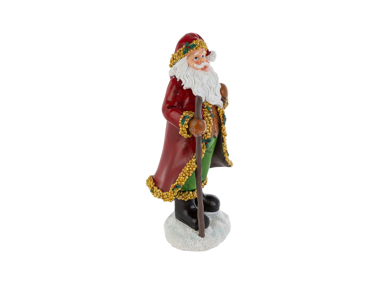 Babbo natale in resina con bastone 14x11xh.26,5cm