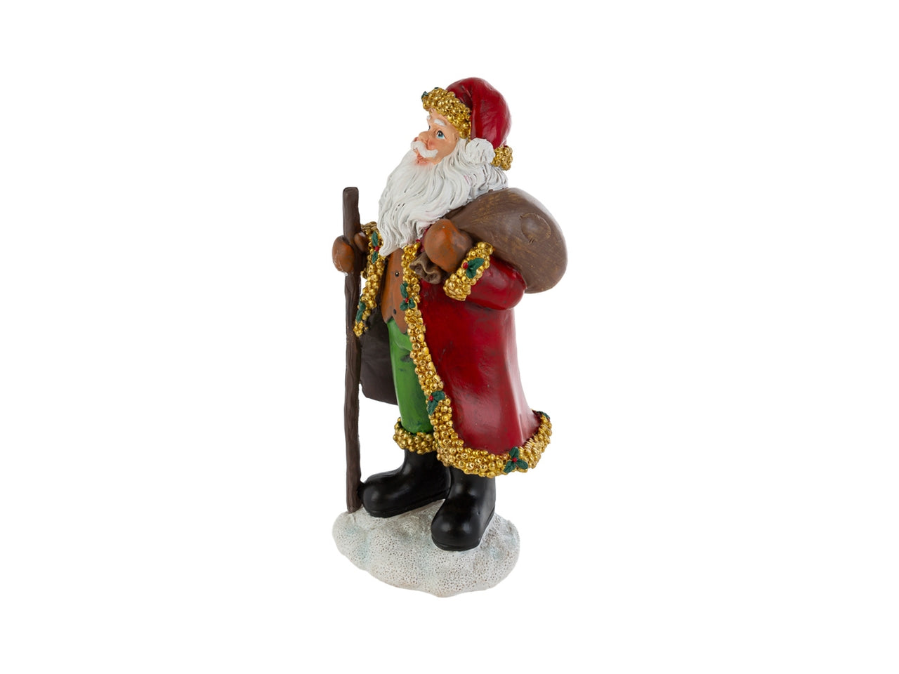 Babbo natale in resina con bastone 14x11xh.26,5cm