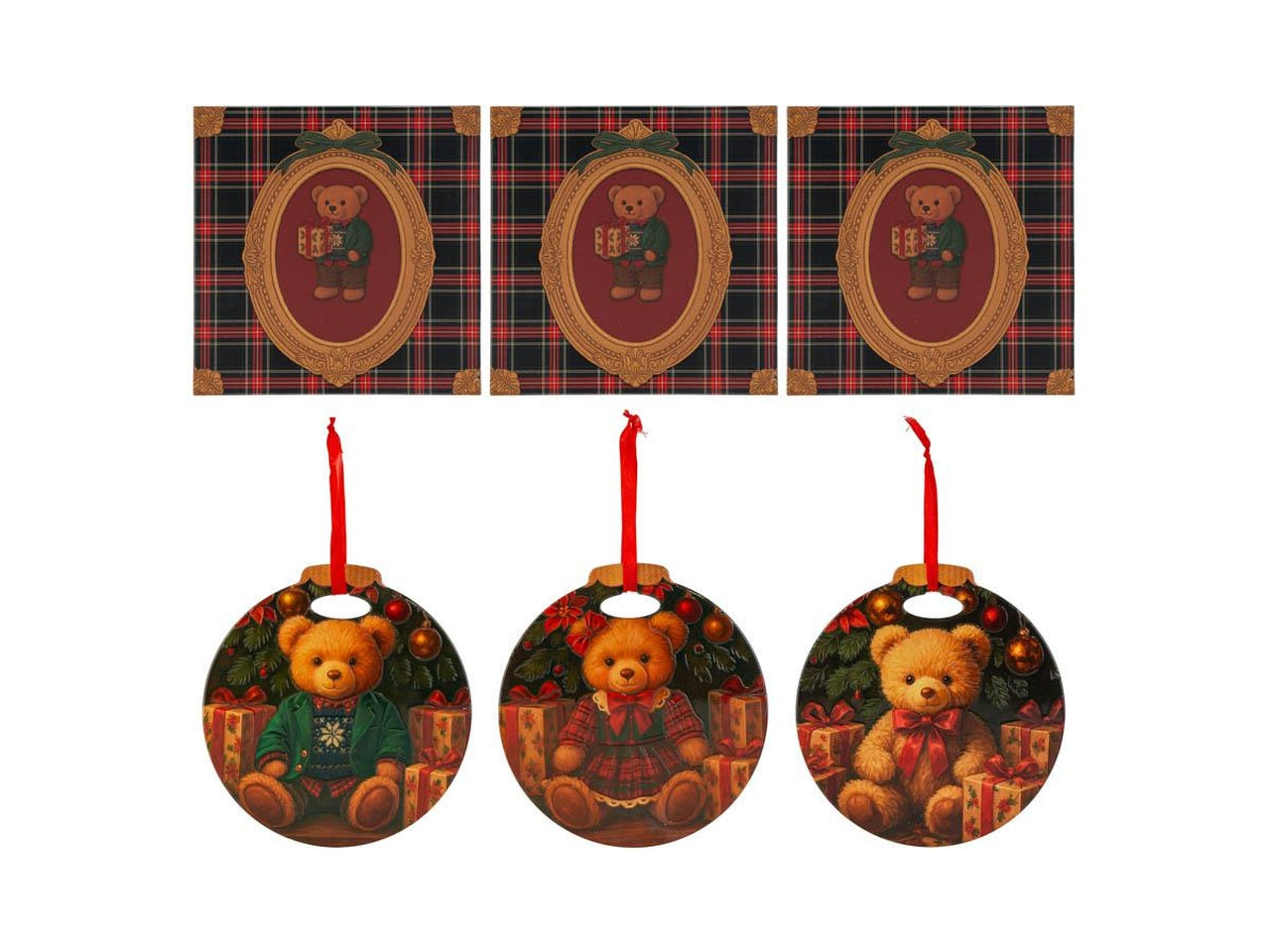 Sottopentola natalizio 20cm con orsetto astucciato in 3 assortimenti