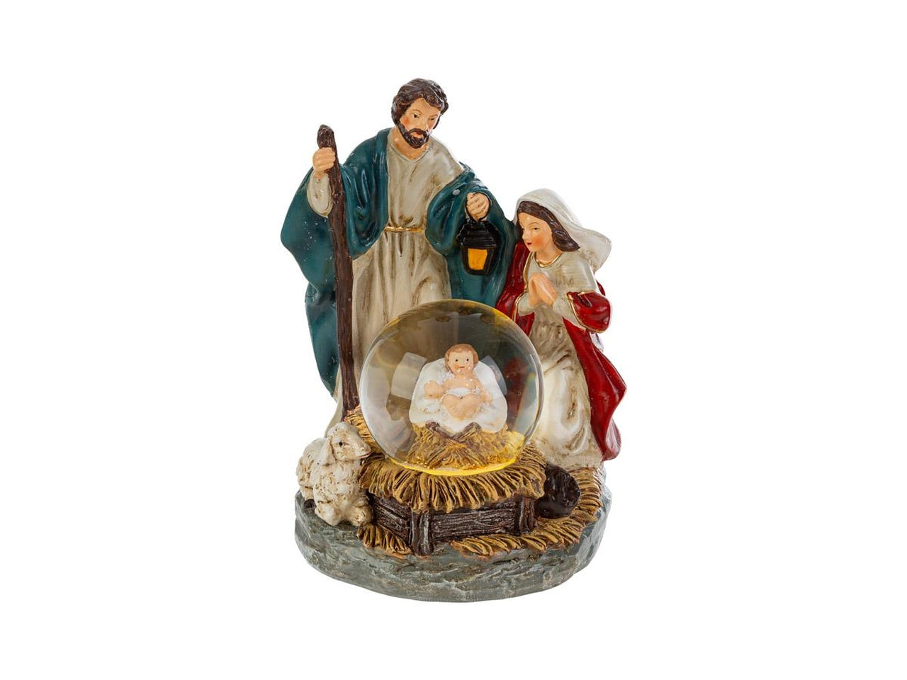 Sacra famiglia in resina con led 10x9,5xh.15cm