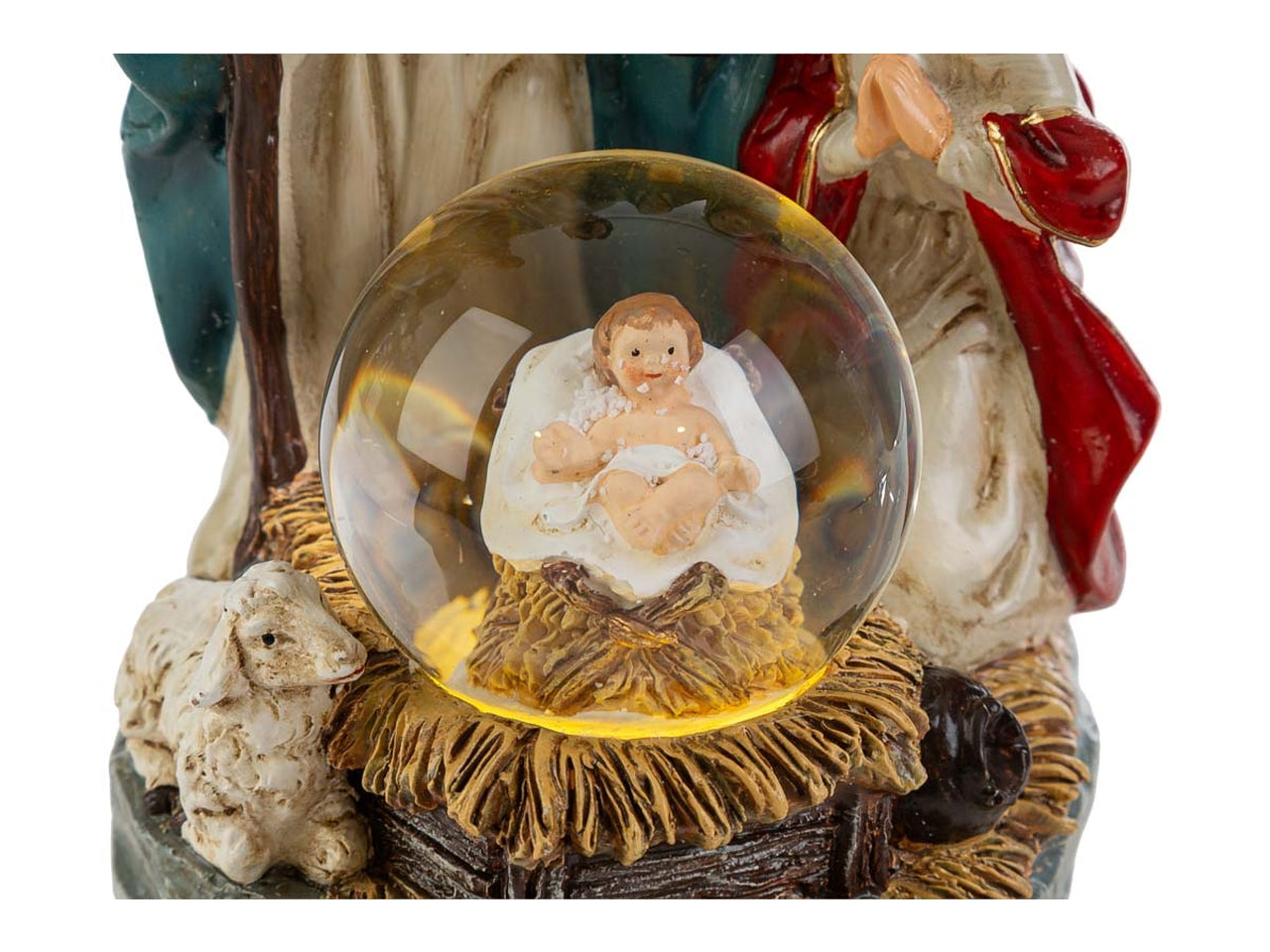 Sacra famiglia in resina con led 10x9,5xh.15cm