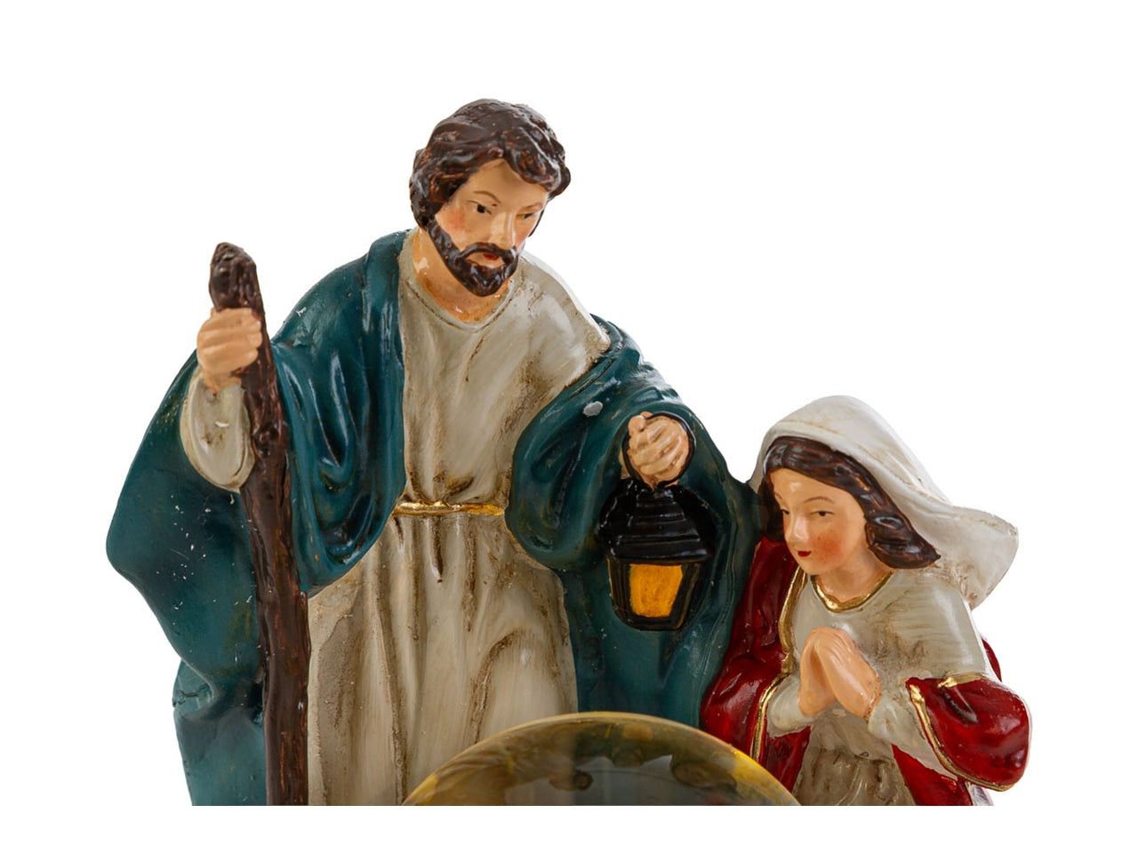 Sacra famiglia in resina con led 10x9,5xh.15cm
