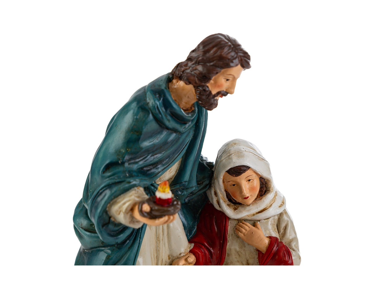 Sacra famiglia in resina con led 12x10xh.18,5cm