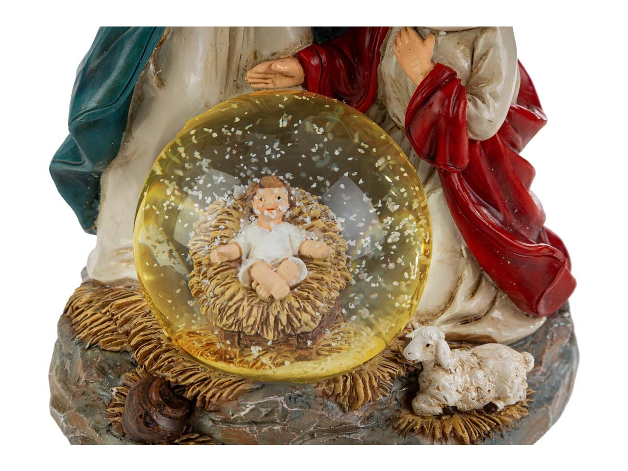 Sacra famiglia in resina con led 12x10xh.18,5cm