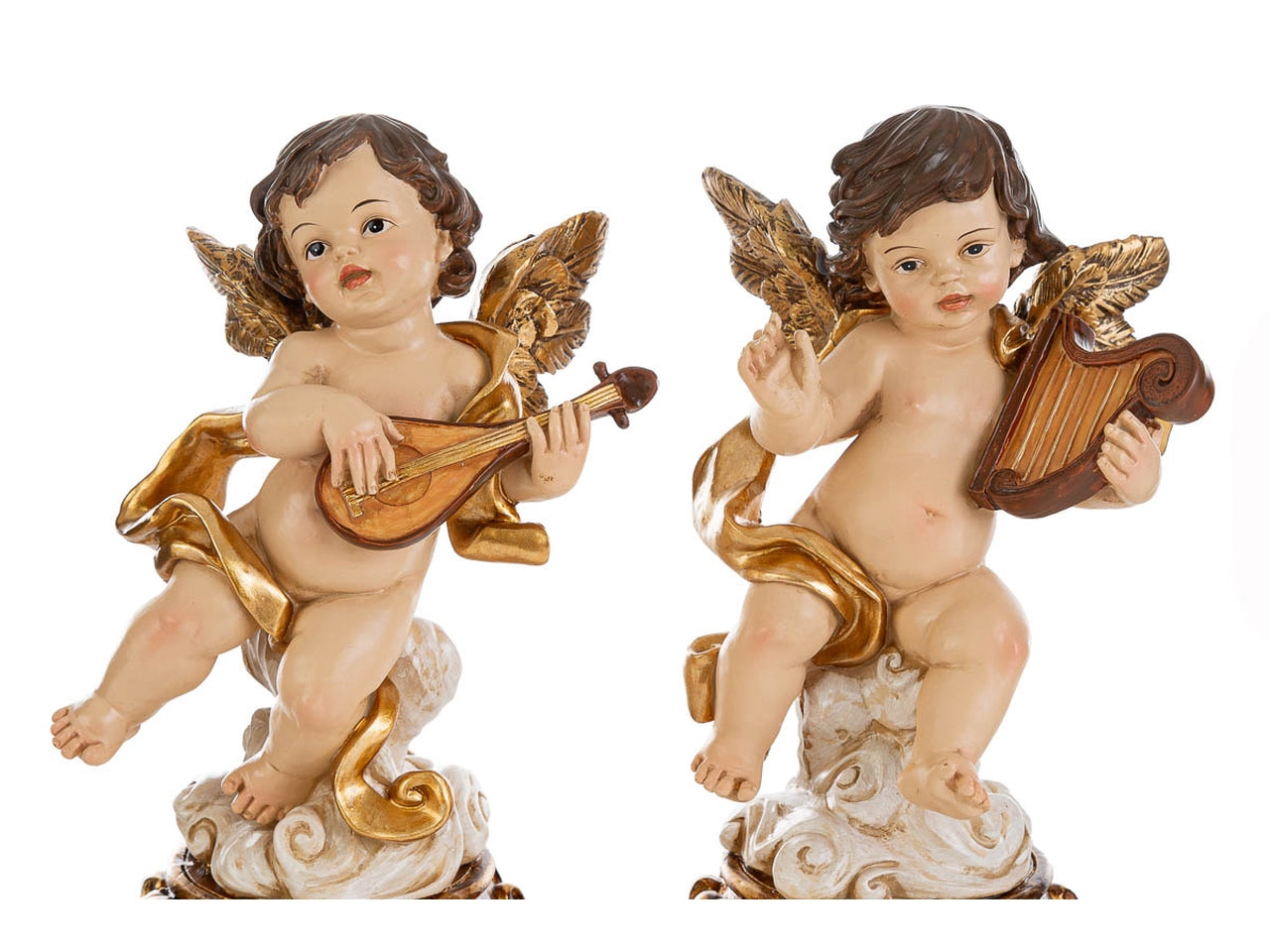 Angelo con strumenti musicali in resina 12x9xh.20cm in 4 assortimenti