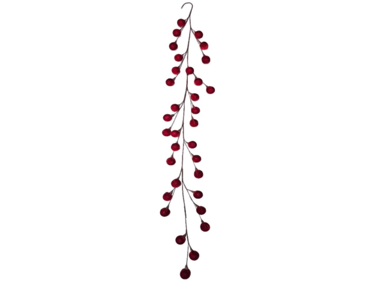 Ghirlanda bacche 170cm velluto rosso