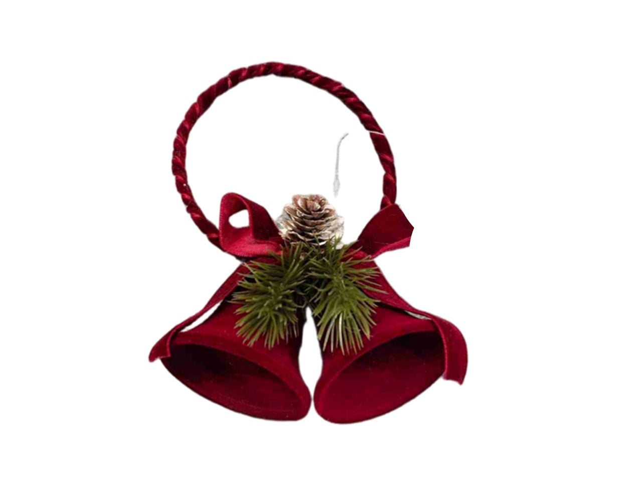 Campane in metallo 11xh16cm floccato bordeaux con decorazione