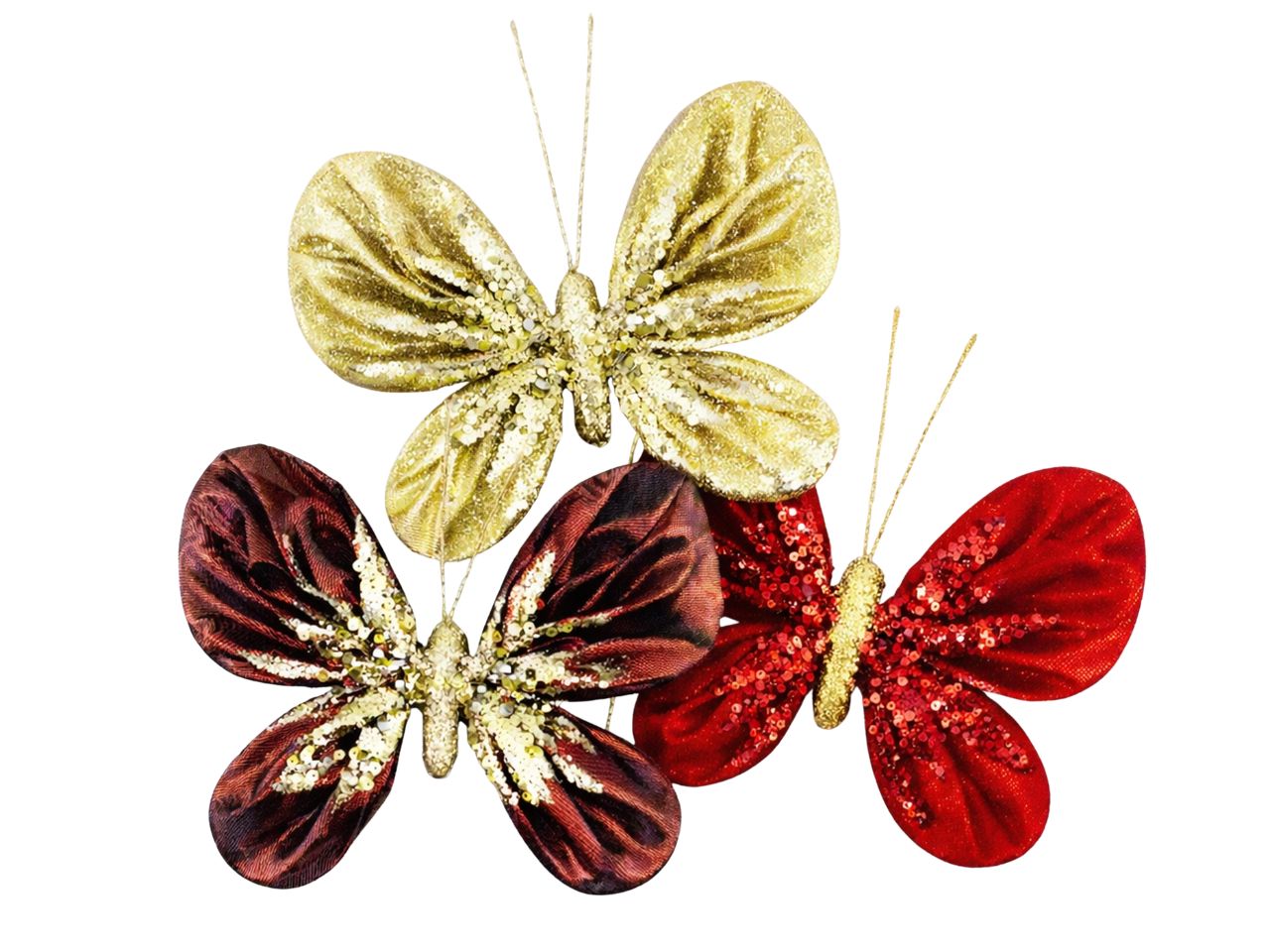Appendino farfalla 16xh13cm in velluto champagne