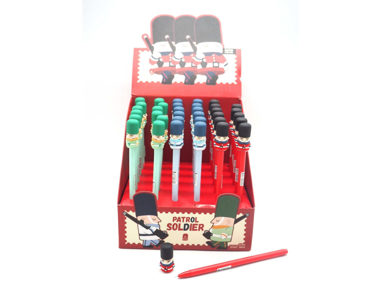 Penna con gomma soldatino in 3 assortimenti