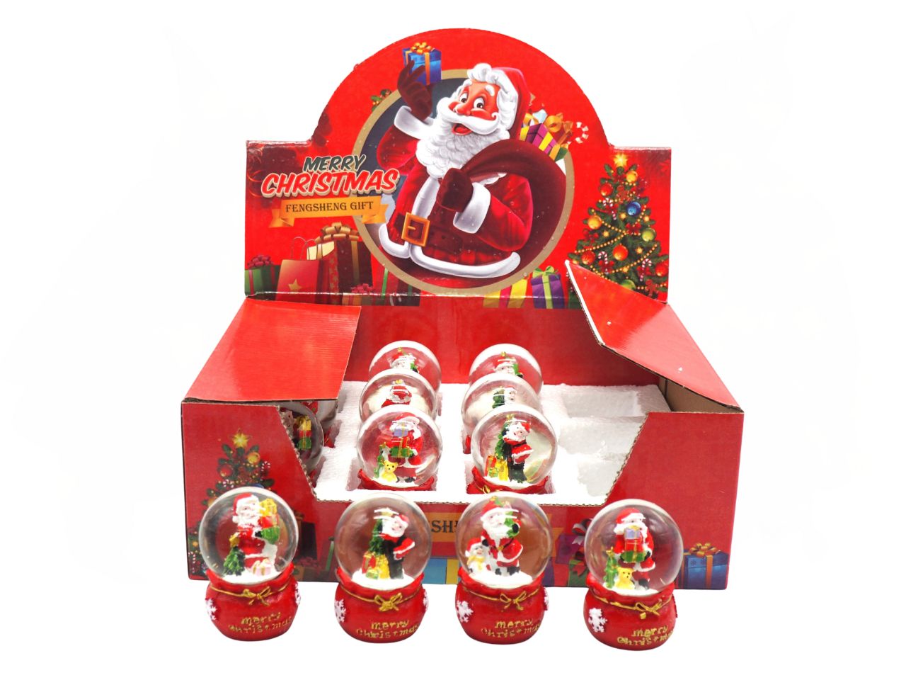 Palla di neve 4, 5xh6cm con babbo natale su base resina, modelli assortiti