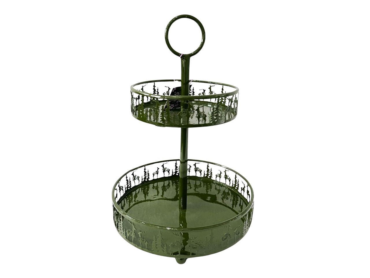 Alzata in metallo 2 piani 28xh.40cm verde