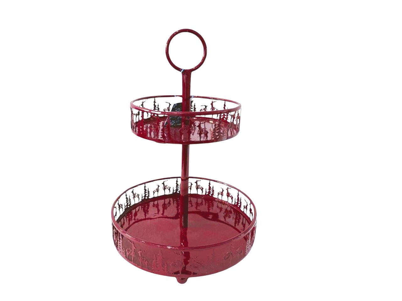 Alzata in metallo 2 piani 28xh.40cm rosso