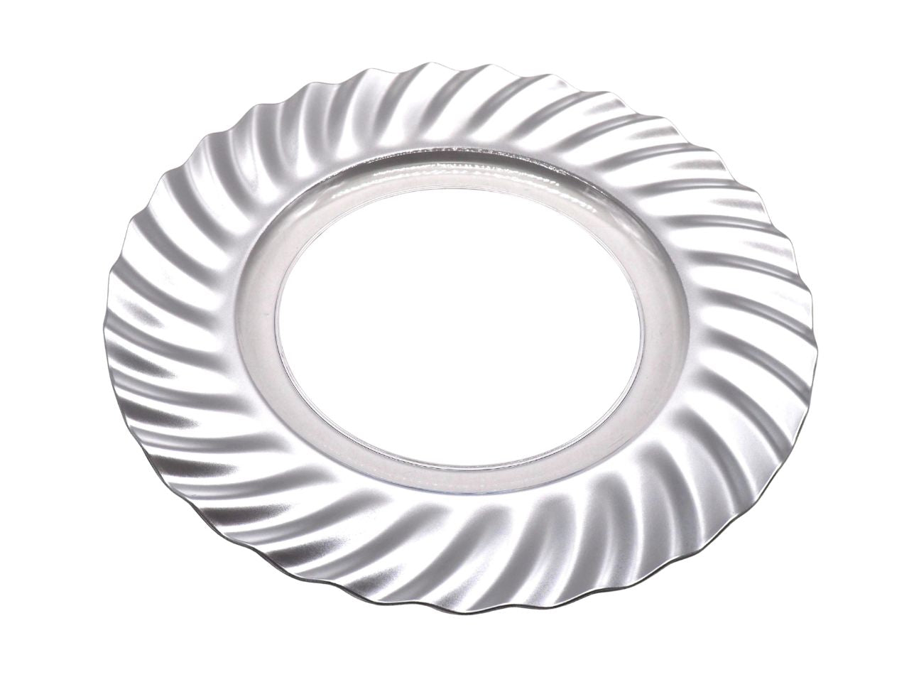 Piatto in plastica 33cm trasparente con bordo argento