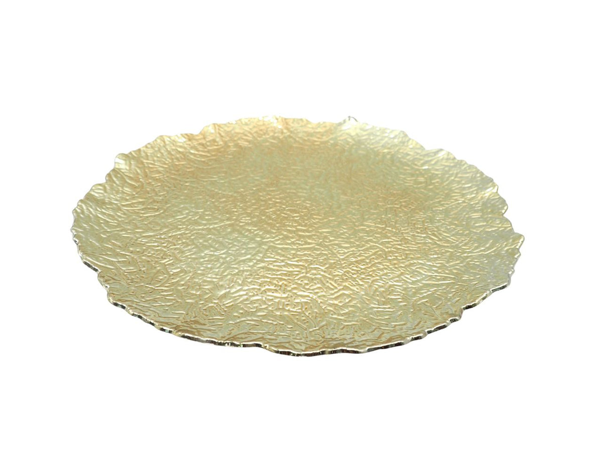 Piatto in plastica 32cm effetto martellato oro