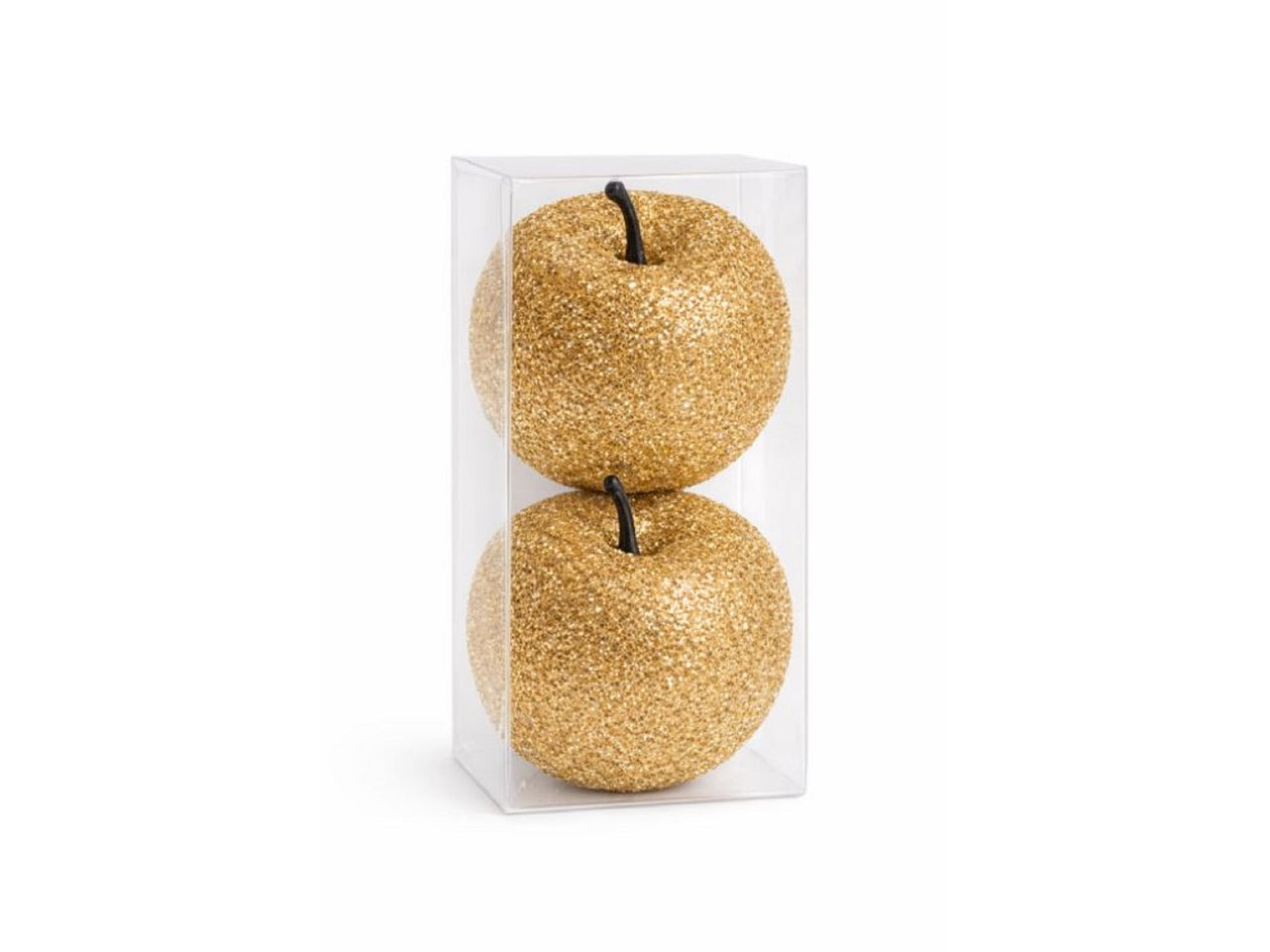 Appendino mela 8cm set 2 pezzi glitter oro