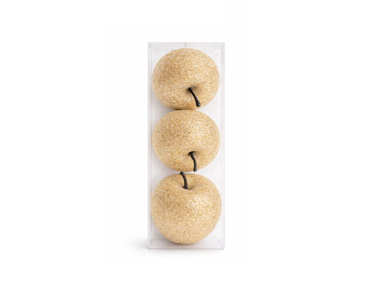 Appendino mela 7cm set 3pezzi glitter champagne