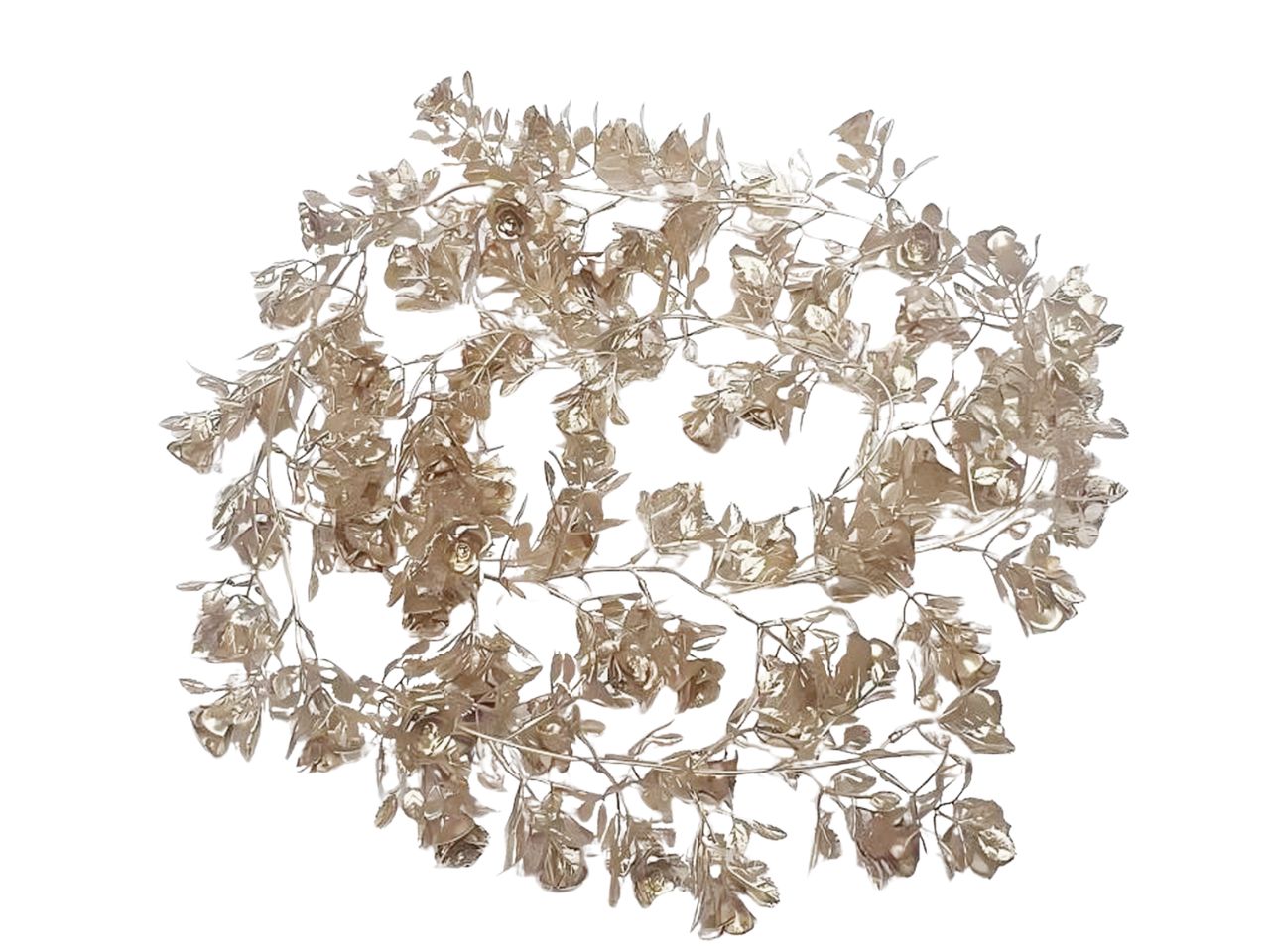 Ghirlanda 200cm con foglie metallizzato champagne
