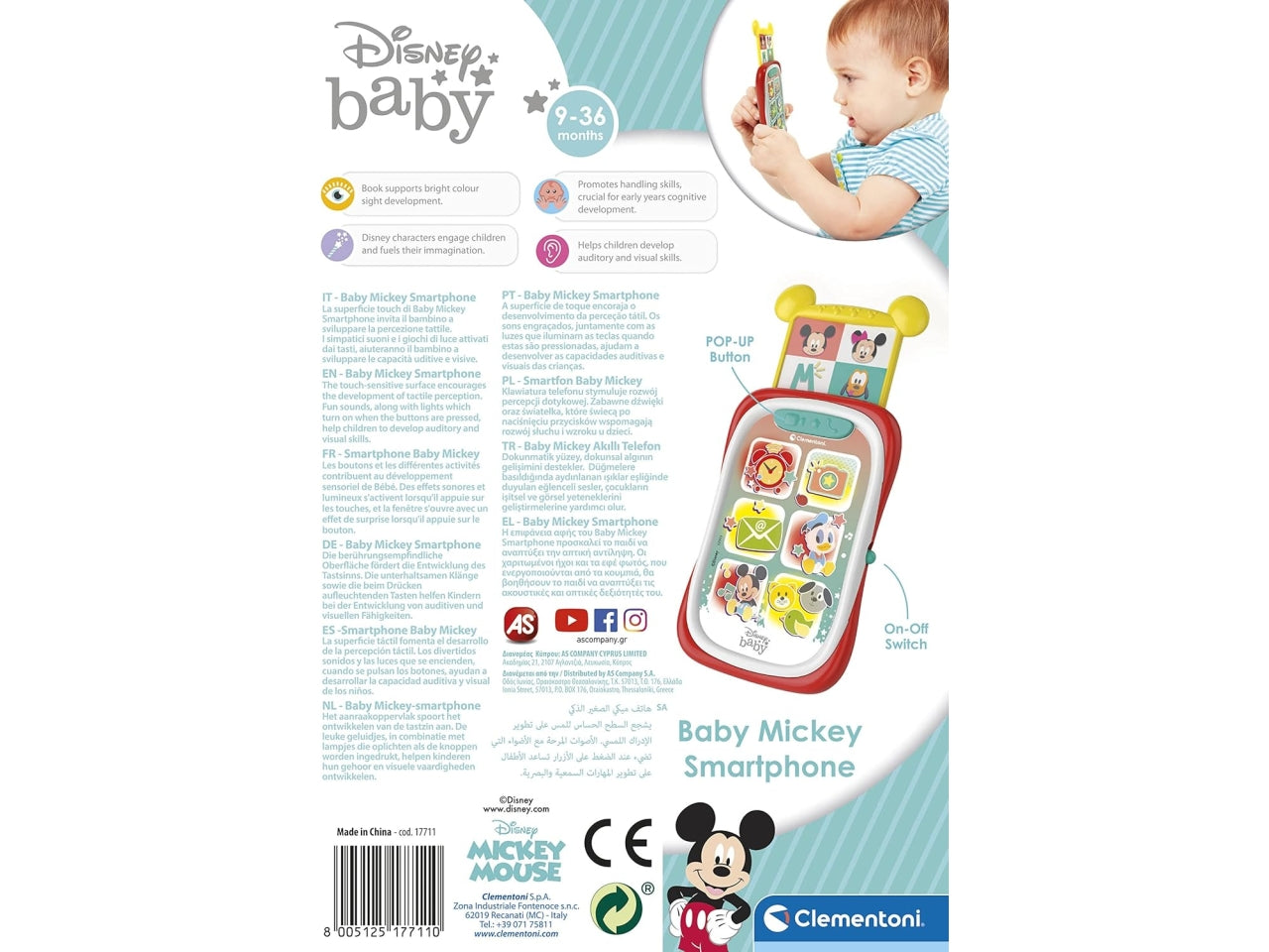 Disney baby Mickey Telefono Giocattolo Gioco Elettronico educativo - clementoni