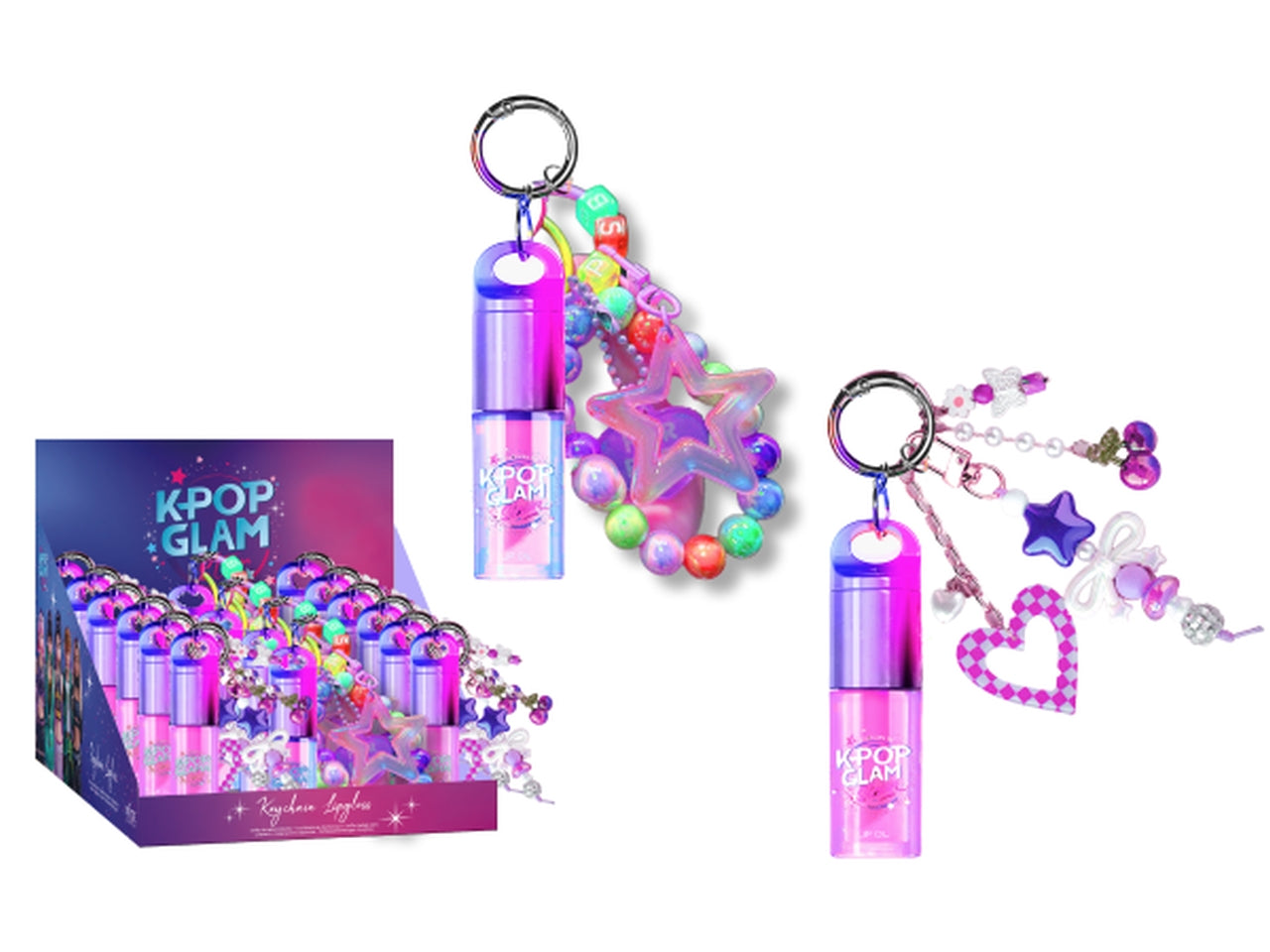 K pop glam star keychains lipgloss