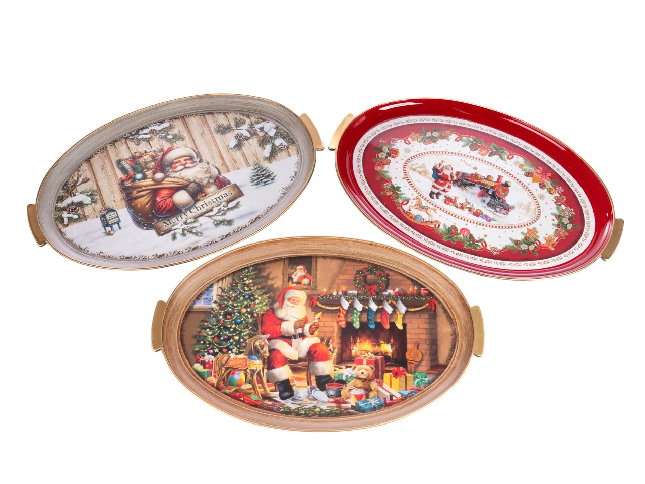 Vassoio ovale 50x32x2cm con Babbo Natale, fantasie assortite