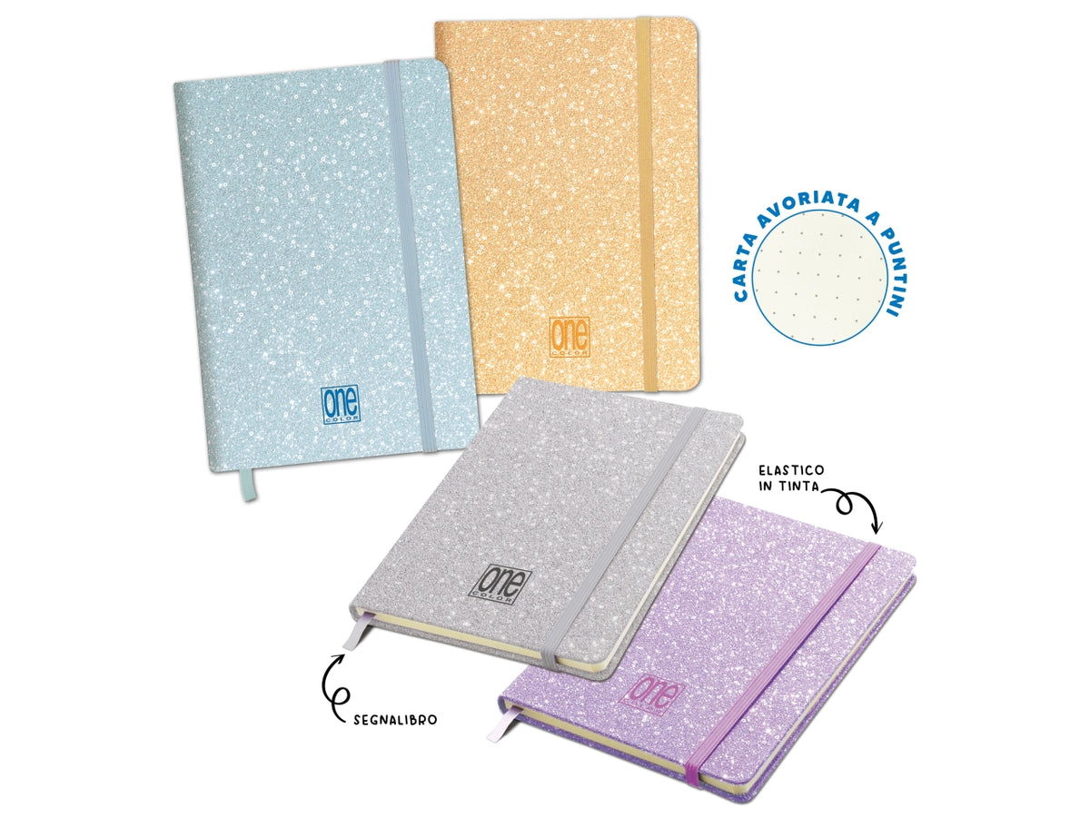 One color taccuino A5 glitter puntinato copertina rigida