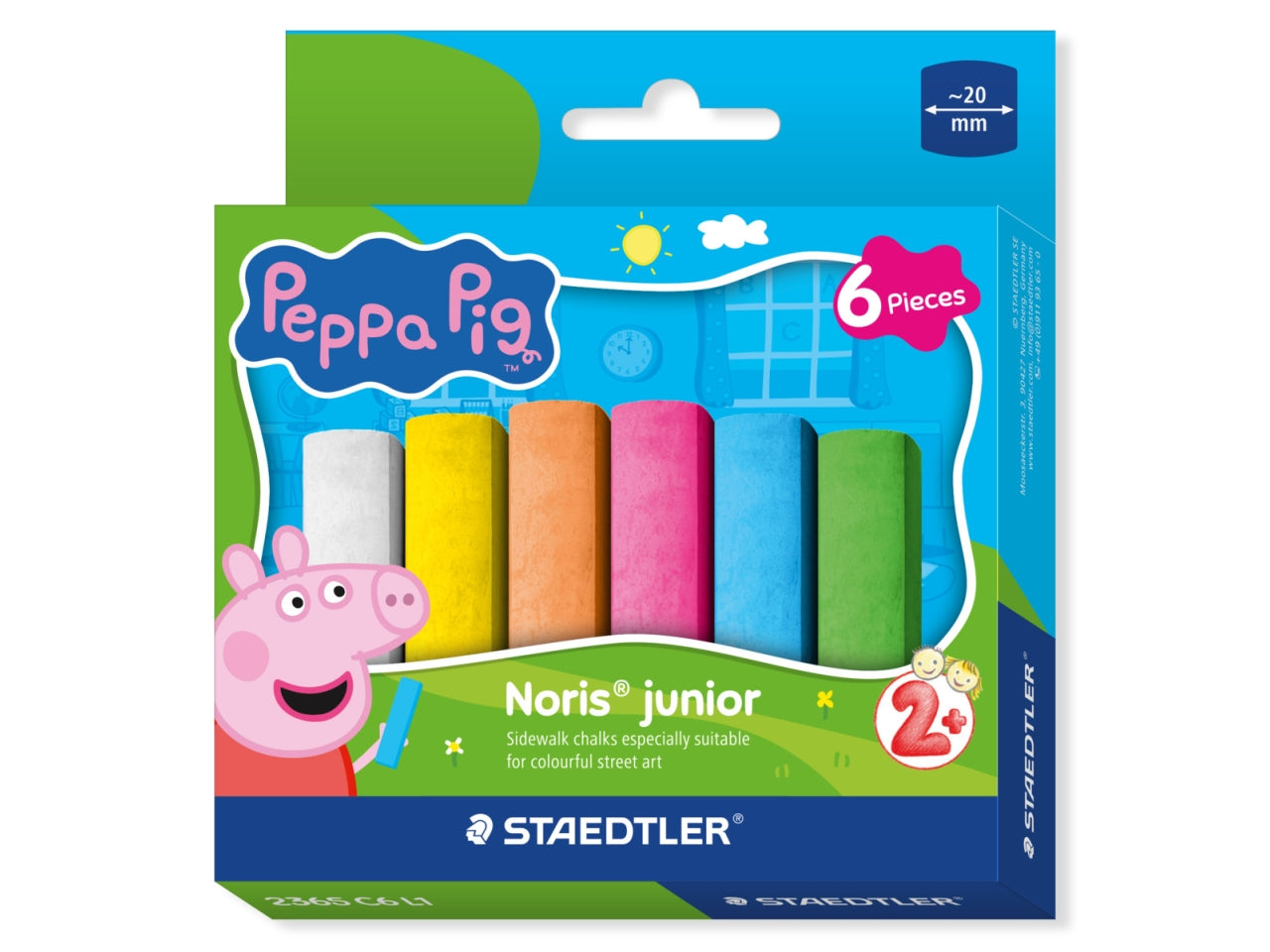 Noris junior gessetti jumbo - peppa pig  d.20mm astuccio con 6 gessetti colori assortiti