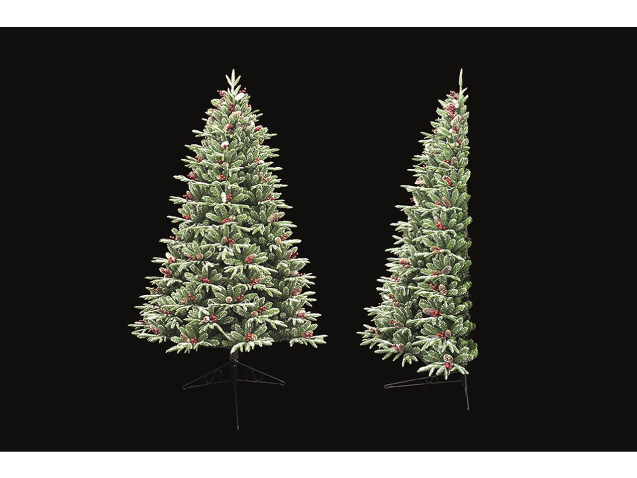 Albero di Natale Magic da parete 210cm verde innevato con bacche, 1542 tips