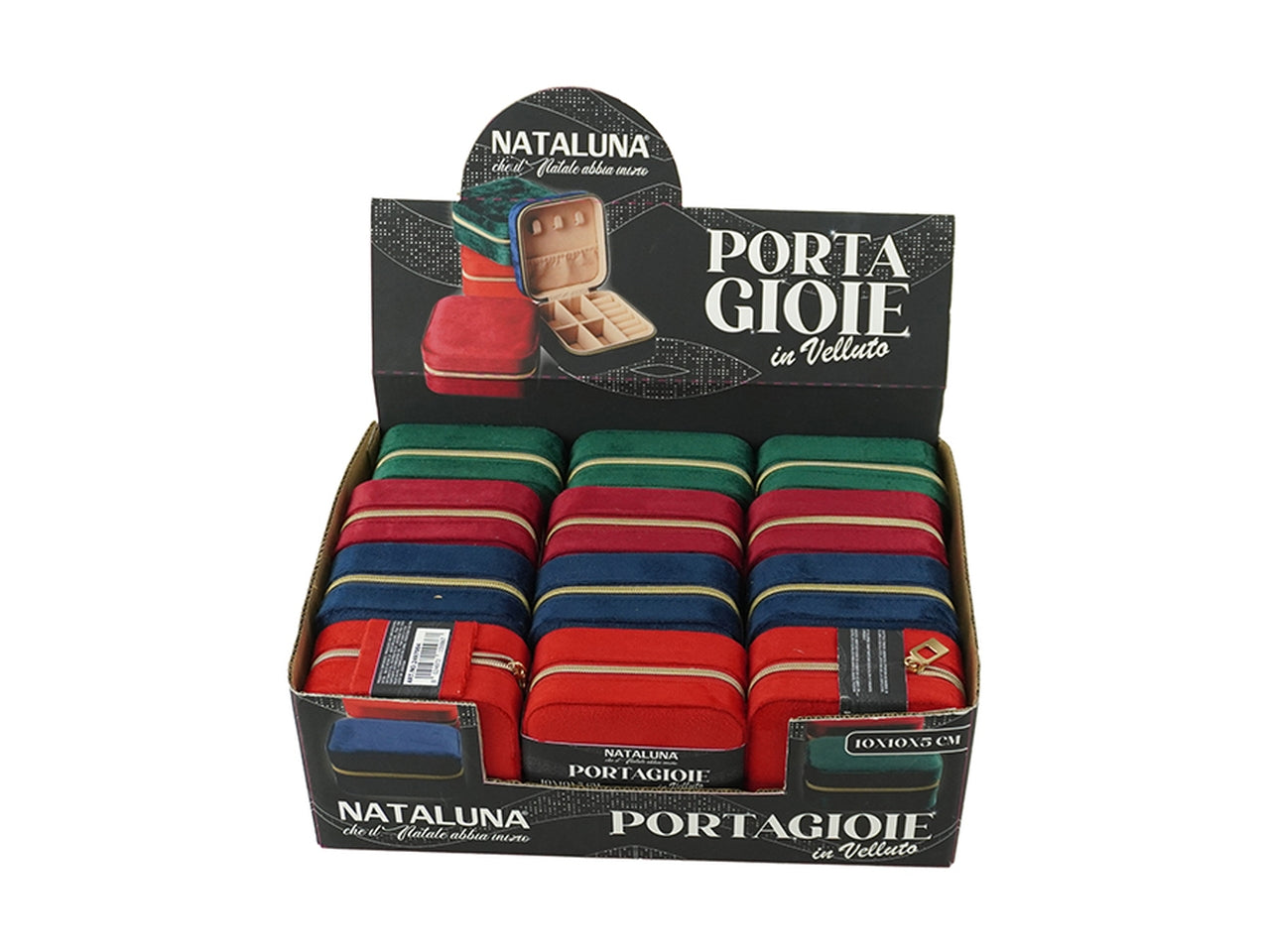 Porta gioie in velluto 10x10x5cm, in 4 assortimenti