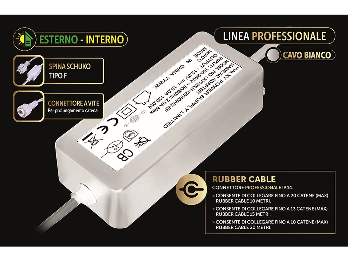 Alimentatore IP44 per catene 100/150/200 led bianco