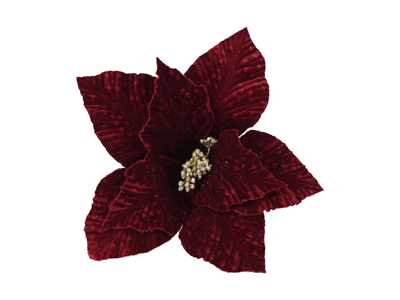 Pick stella di natale 8 petali a gambo corto bordeaux