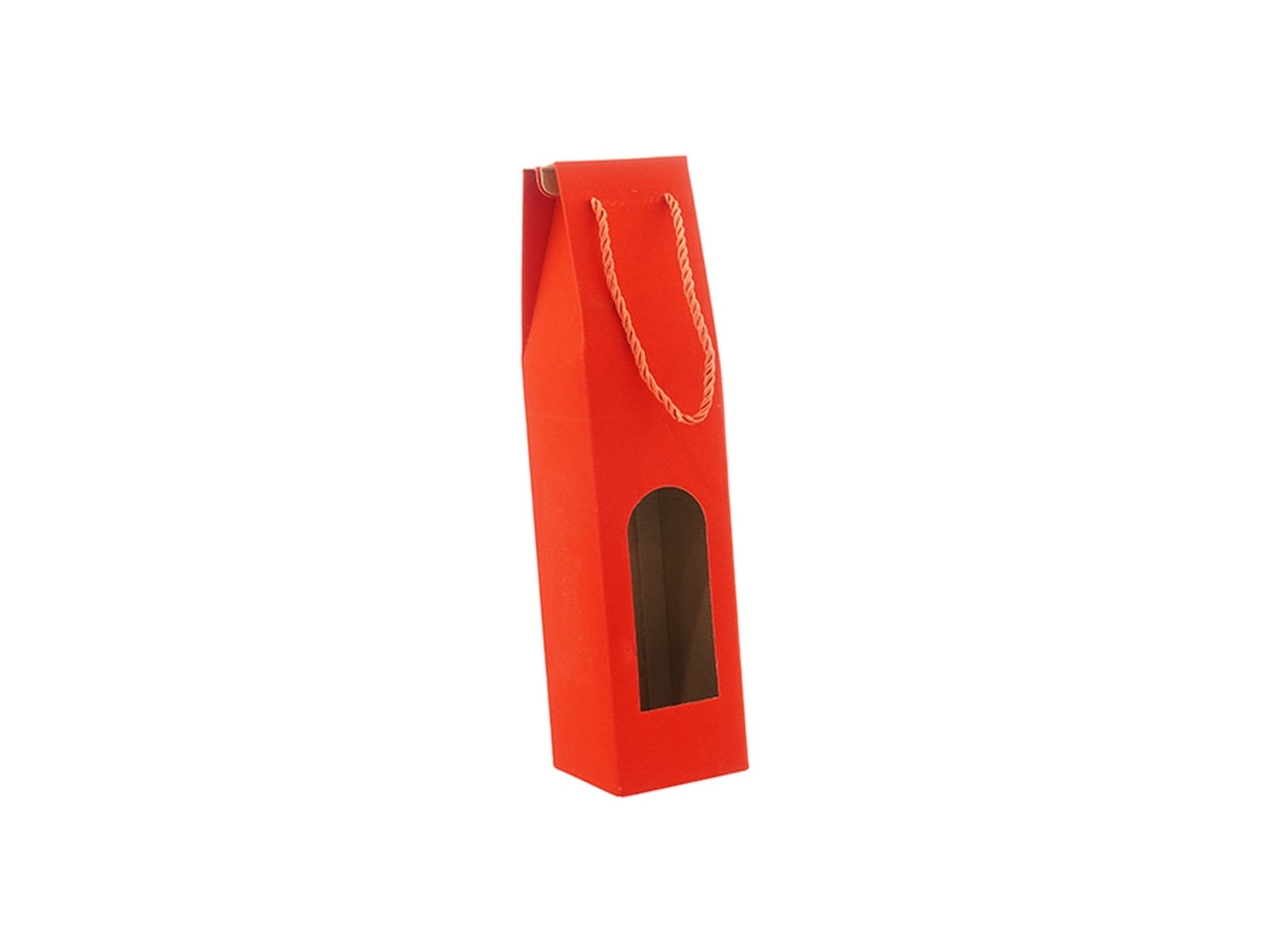 Portabottiglia da 1 posto in velluto rosso 9x9x38,5cm