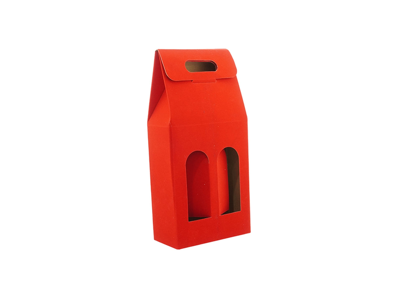 Portabottiglia da 2 posti in velluto rosso 18x9x38cm