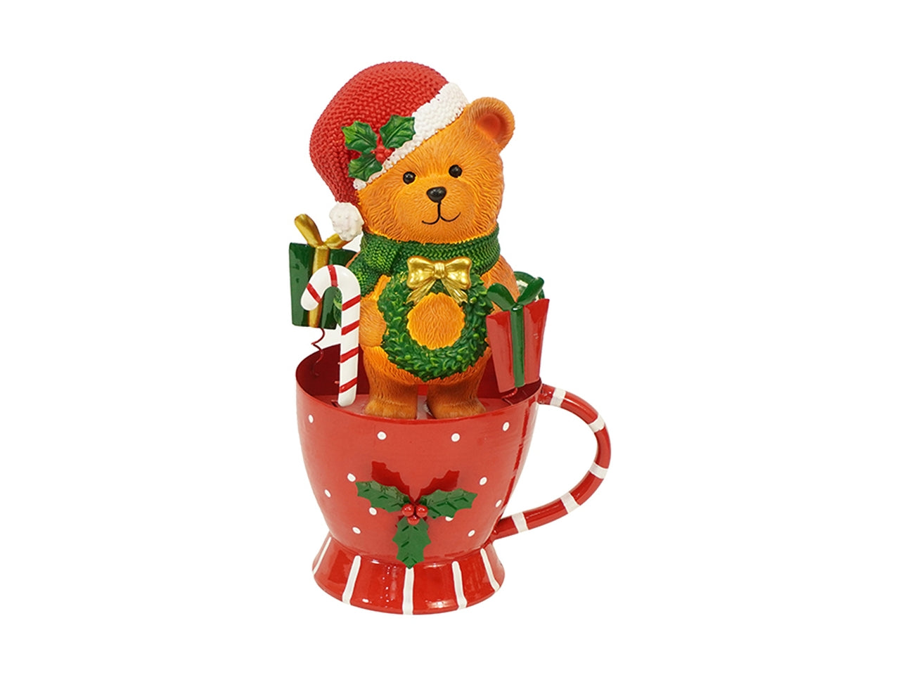 Orso in tazza con led 16,5x12,5x24,5cm