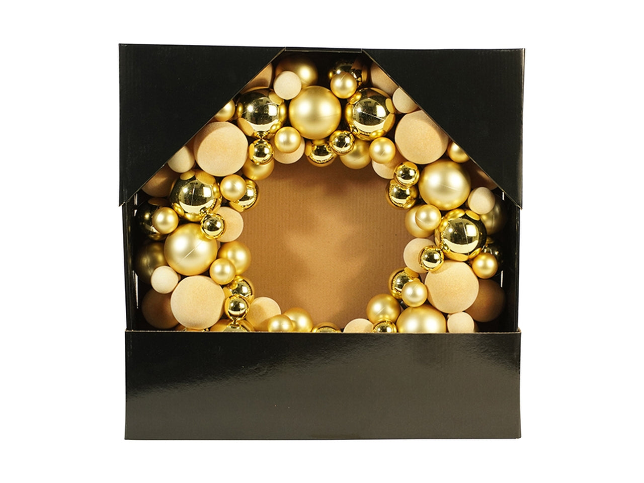 Ghirlanda dietroporta 43cm con palle assortite oro e crema