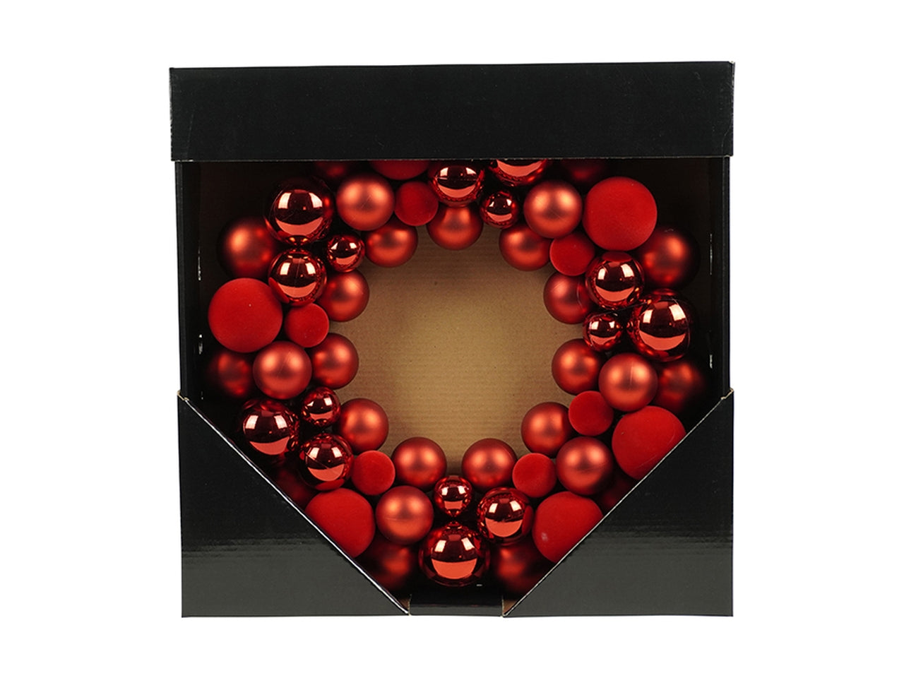 Ghirlanda dietroporta 34cm con palle assortite rosse