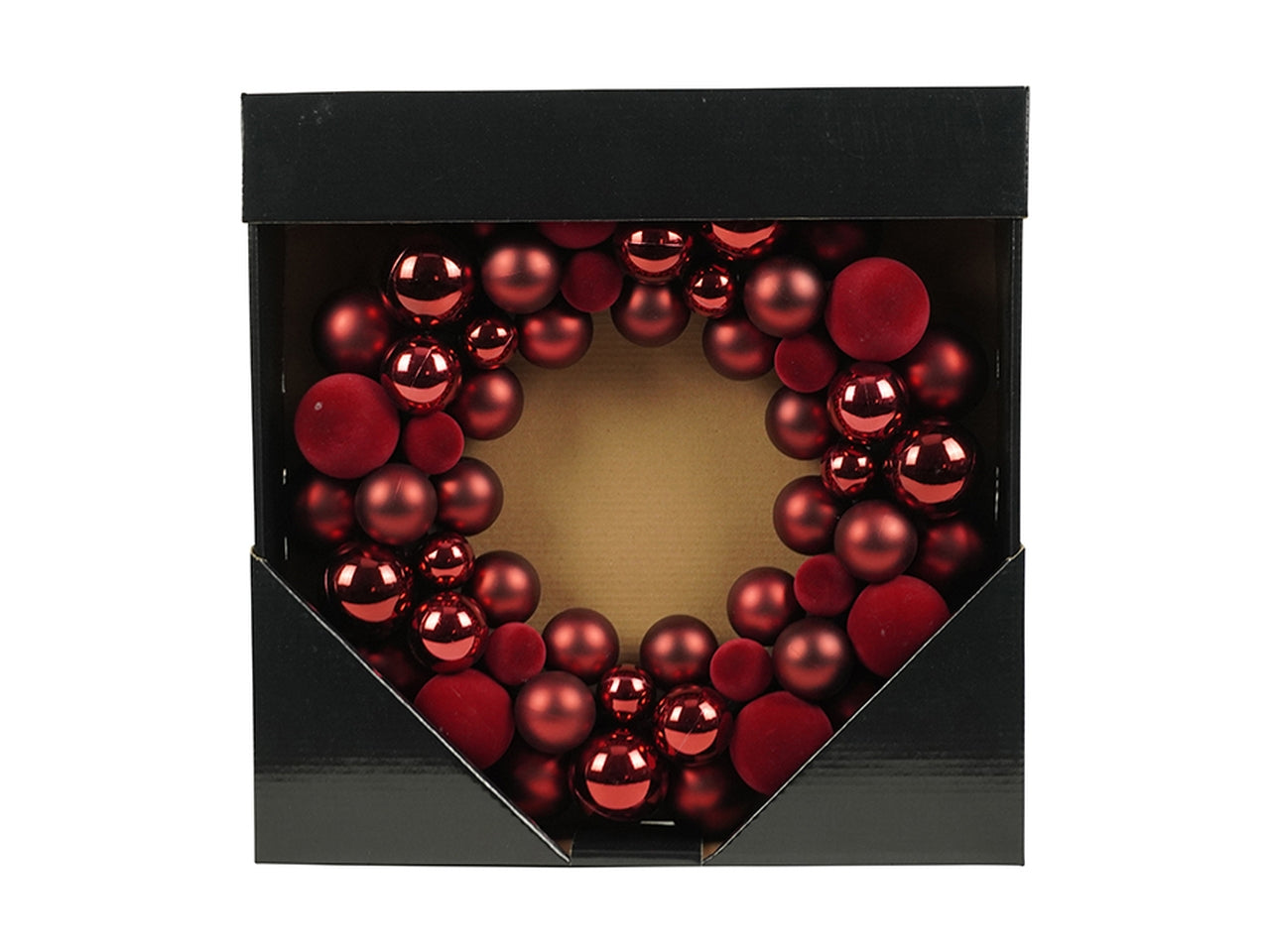Ghirlanda dietroporta 34cm con palle assortite bordeaux