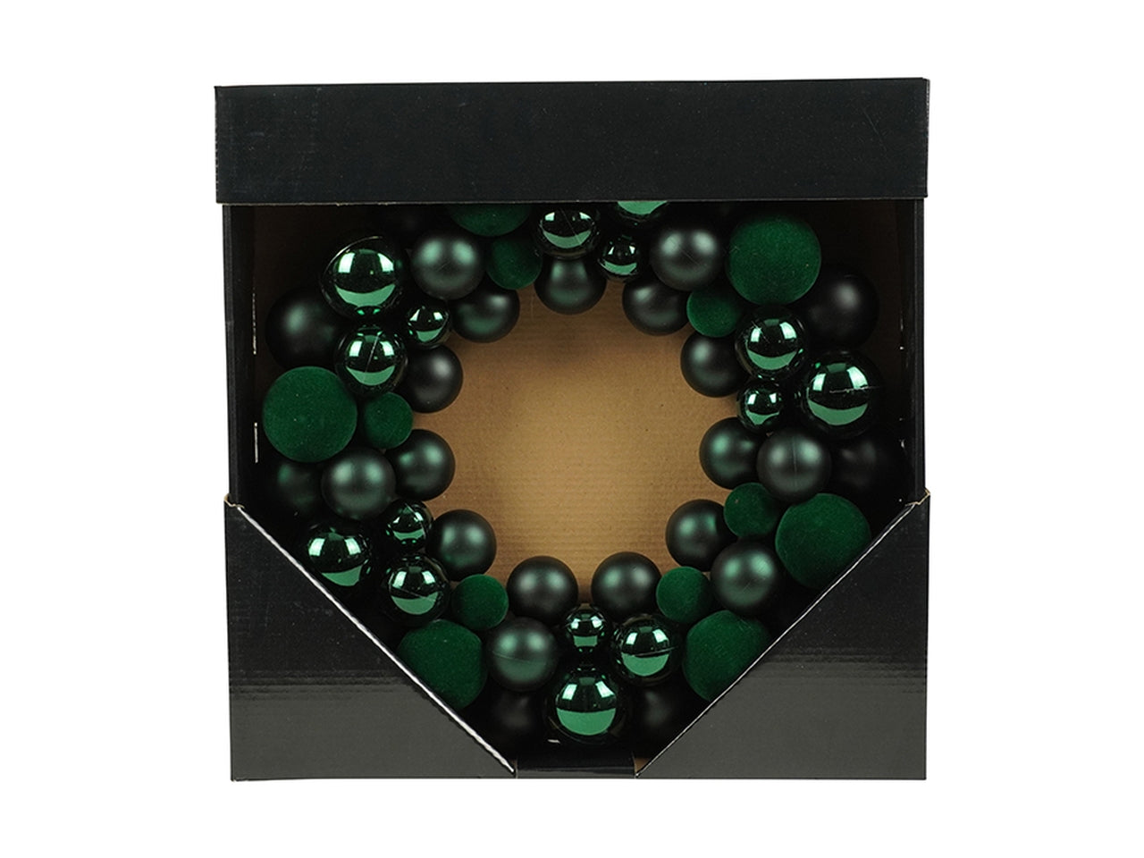 Ghirlanda dietroporta 34cm con palle assortite verdi