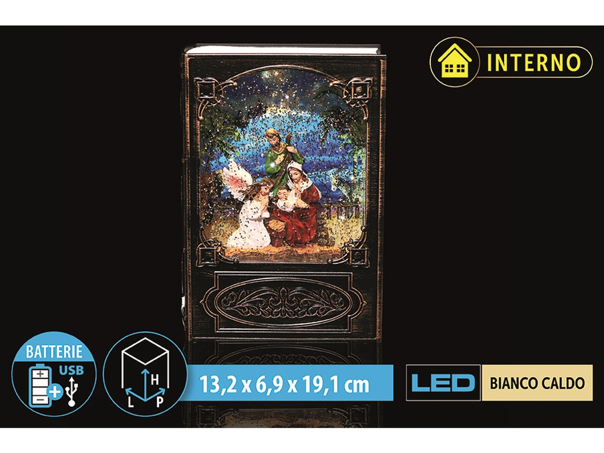 Libro 13,2x19cm con nativitÃ , acqua usb e batteria