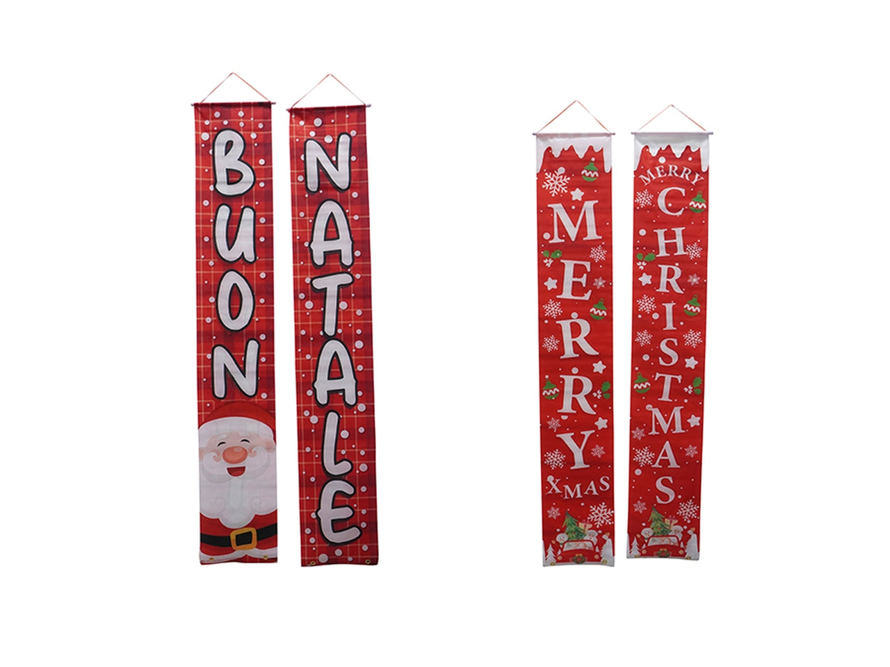 Banner maxi Buon Natale 28x180cm, set 2 pezzi, in 2 assortimenti