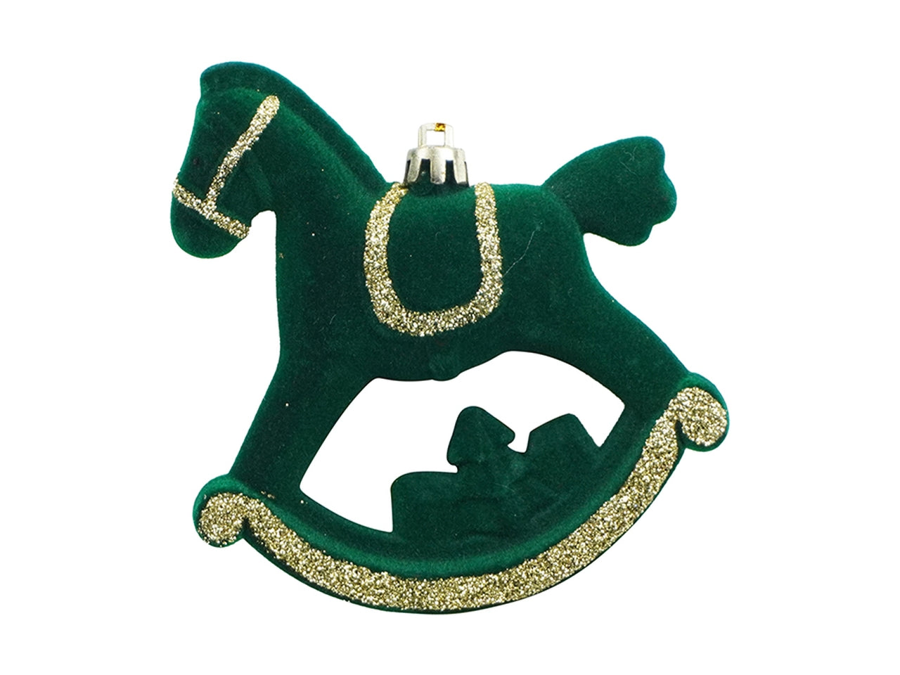 Appendino cavallo a dondolo 10cm in velluto verde