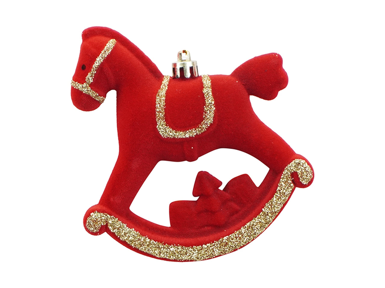 Appendino cavallo a dondolo 10cm in velluto rosso