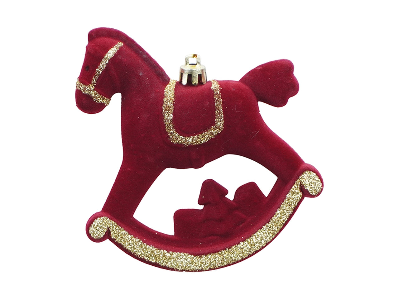 Appendino cavallo a dondolo 10cm in velluto bordeaux