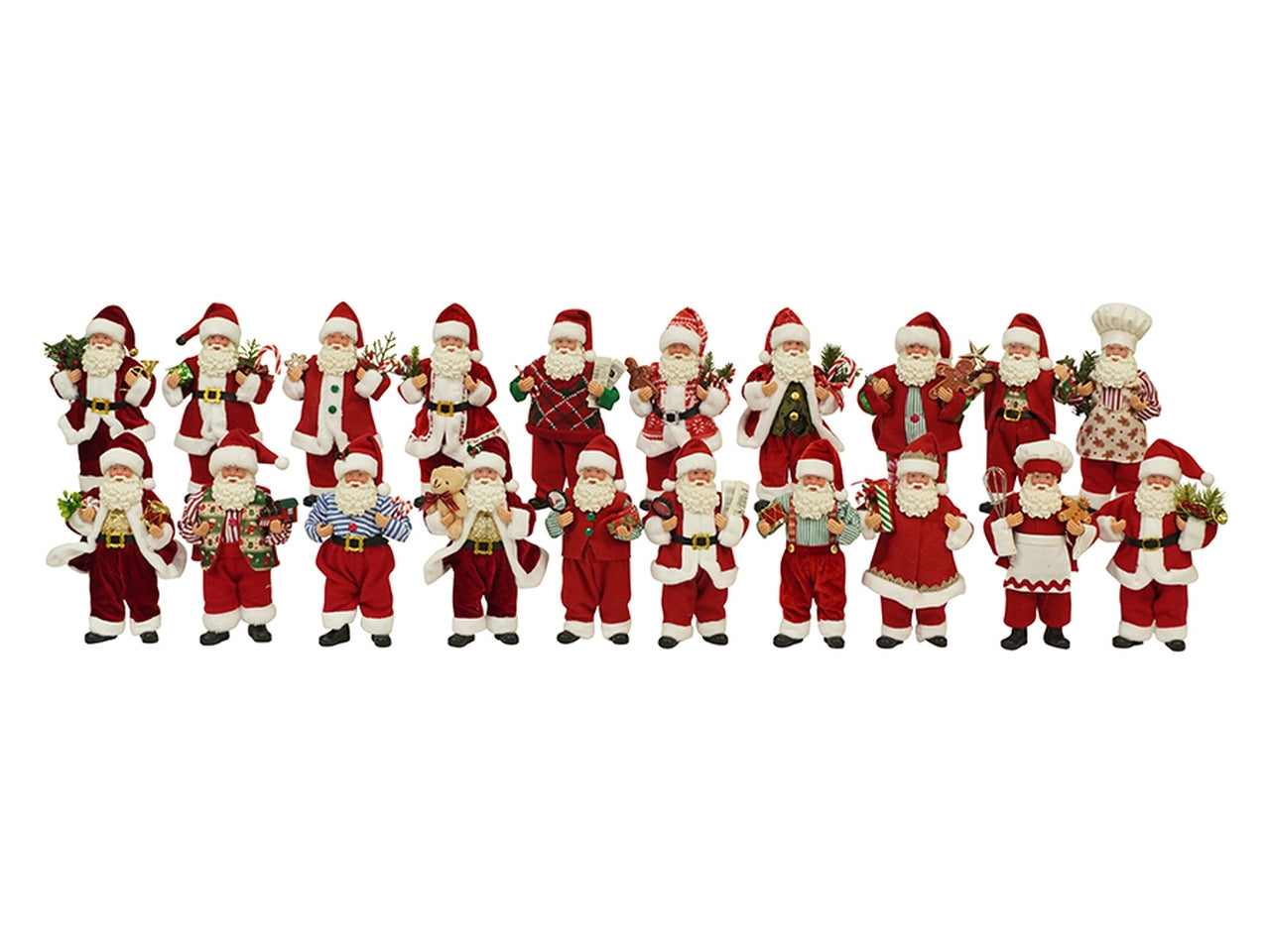 Babbo natale con barba in resina 23cm, in 10 assortimenti
