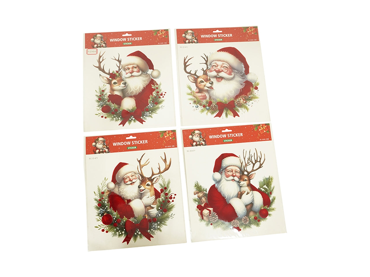 Vetrofania babbo natale 30,5x30,5cm, in 3 assortimenti