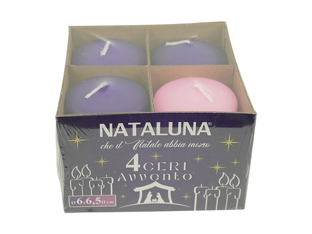 Set 4 candele dell'avvento 5cm altezza 6,5cm