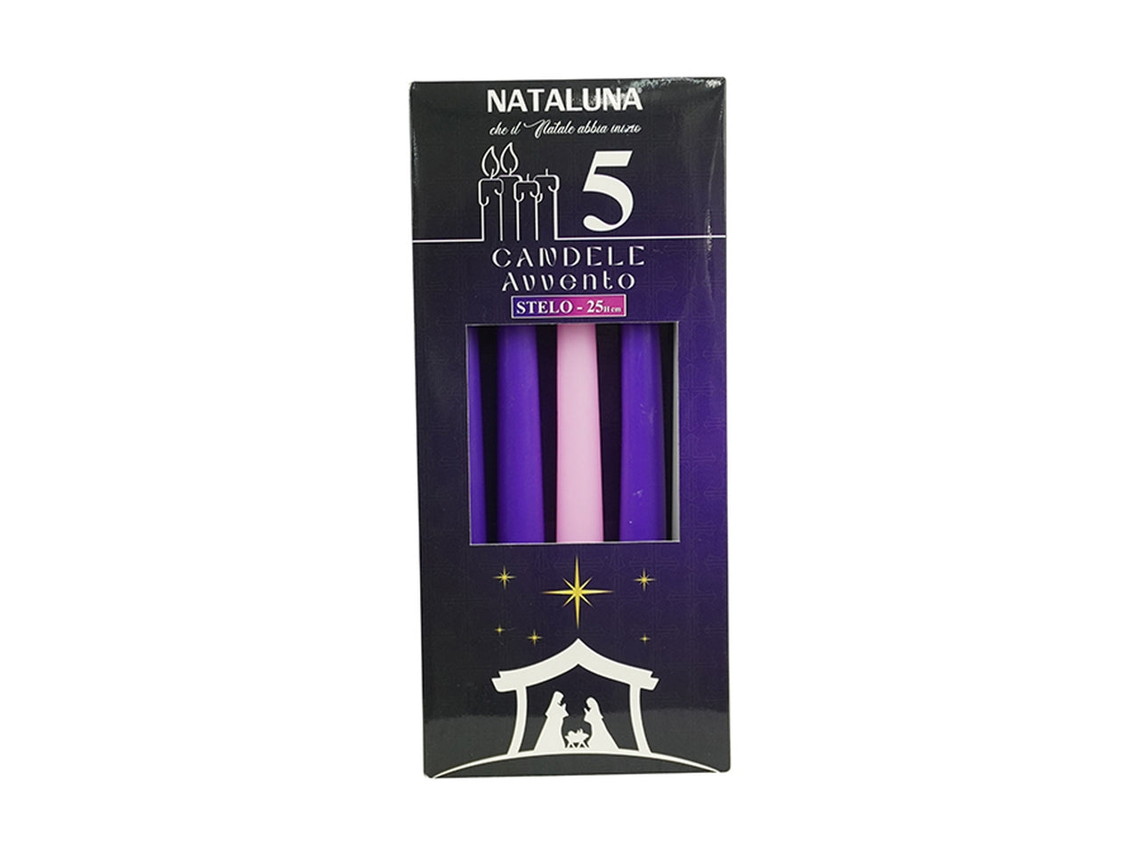 Set 5 candele coniche dell'avvento 25cm