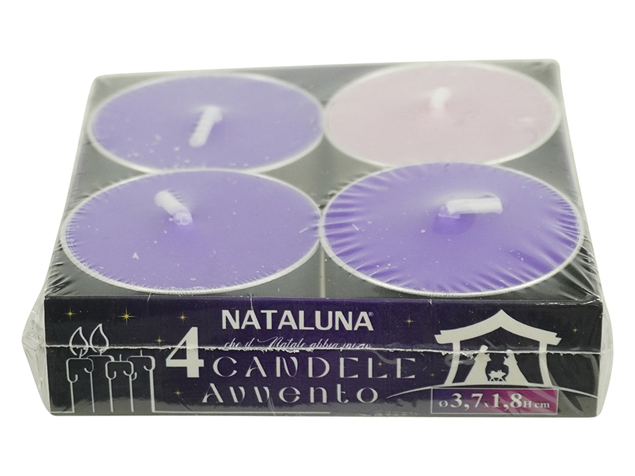 Set 4 tealight dell'avvento 3,75x1,83cm