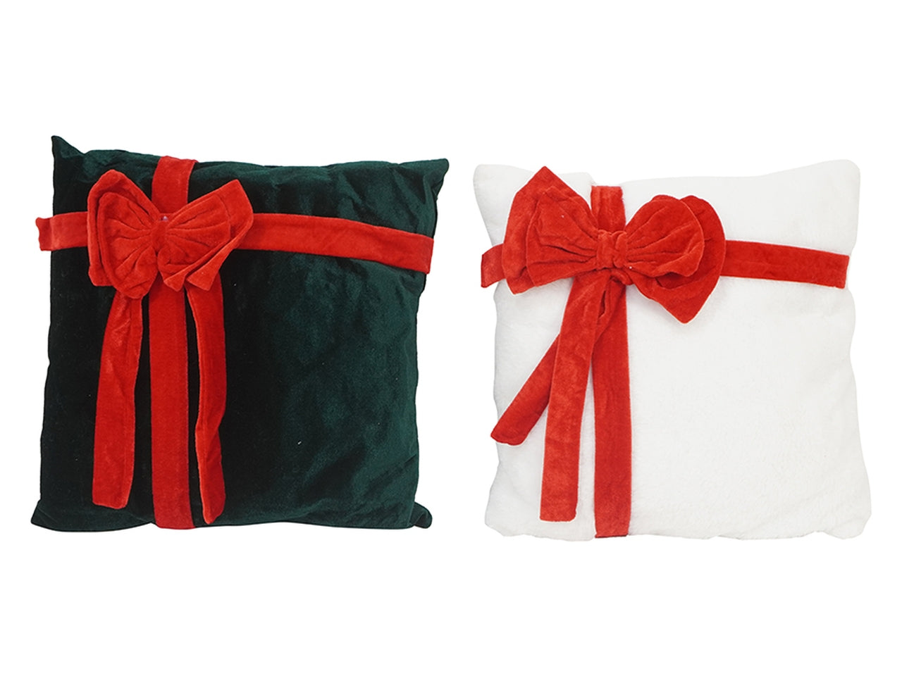 Cuscino 42x42cm con fiocco, in 2 assortimenti