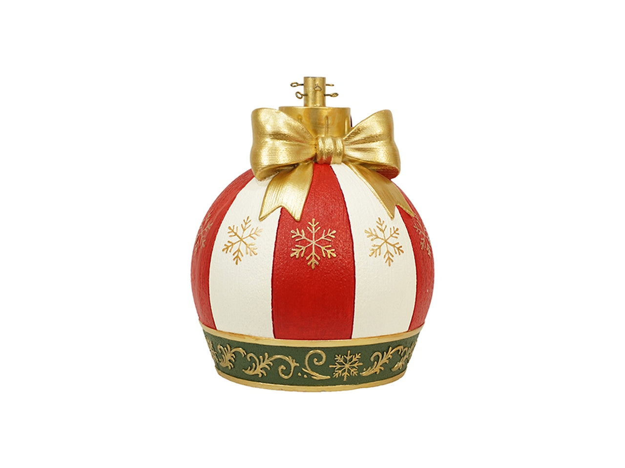 Base per albero palla con fiocco 60x60x70cm bianco, rosso e oro