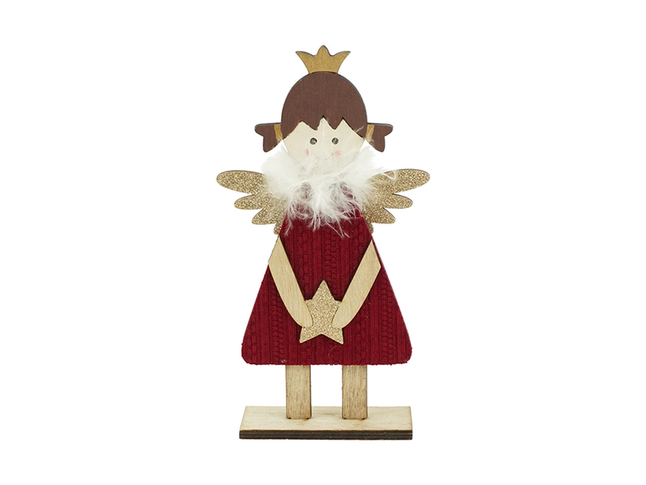Angelo in legno 12x22cm rosso